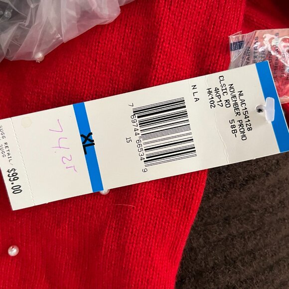 BNWT JONES NEW YORK Faux Pearl (XL) Crimson Red - Picture 3 of 6